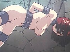 Chained hentai gets dildoed irritant plus wetpussy