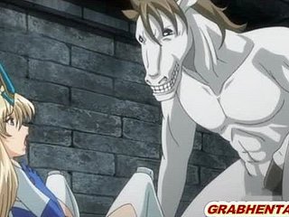 Hentai princesa nail-brush grandes tetas brutalmente doggystyle follada por monstruo caballo